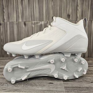 NIKE Alpha Huarache 8 Varsity LAX Lacrosse Cleats White/Grey - Men's US Size 13